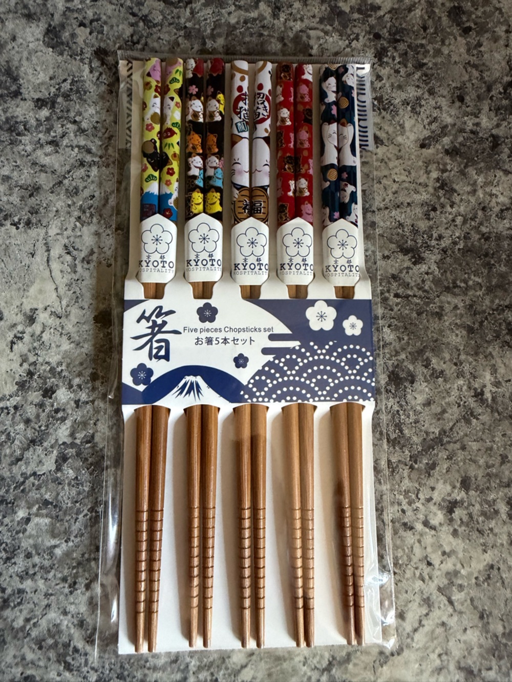 Decorative Multicolor Chopsticks Set - 5 Pairs